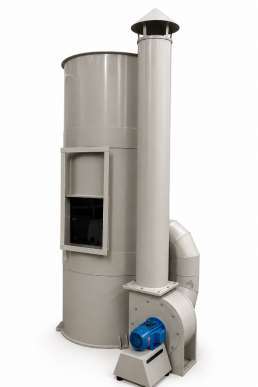 Lavador vertical de gases com exaustão